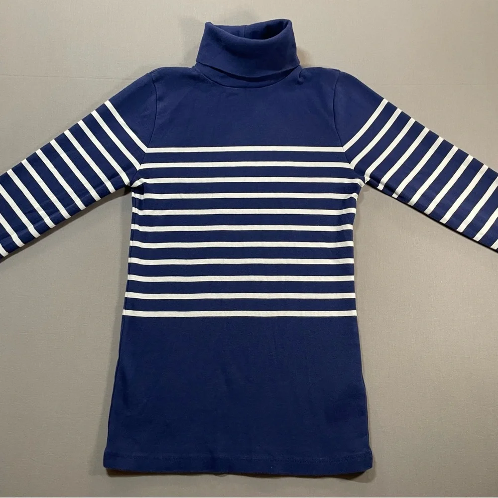 J Crew Perfect-Fit Turtleneck in Stripe, Long Sleeve Cotton Top - Womens Small